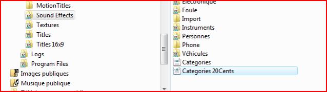 création du fichier Categories pour les effets sonores