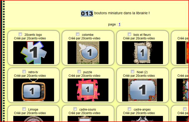 librairie de boutons miniature pour menus de DVD